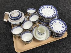 A tray of Booths Real Old Willow teapot and thirty eight pieces of antique Royal Albert Crown china