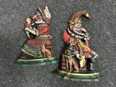 Two cast iron door stops "Punch and Judy"