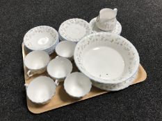 A tray of twenty-seven pieces of Royal Worcester Forget Me Not china