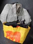 A bag and box containing Gent's overcoats and jackets