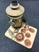 A large brass tea urn,