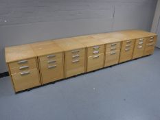 Eight under desk three drawer chests