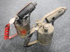 Two vintage blow torches