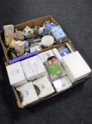Two boxes of boxed and unboxed Ringtons china,