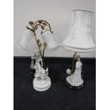 Two continental figural table lamps with shades
