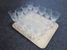 A tray of Bohemia cut glass champagne glasses,