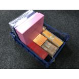 A crate of various perfumes and gift sets,