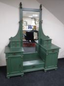 A painted pine sunk centre dressing table fitted with candle sconces