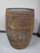 An oak coopered barrel