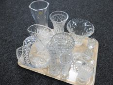 A tray of 20th century cut glass