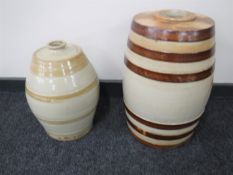 Two stoneware urns