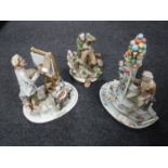 Three Italian bisque porcelain figures (damages)