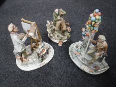 Three Italian bisque porcelain figures (damages)
