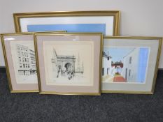 A group of four gilt framed pictures and prints,