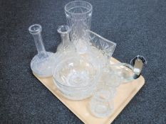 A tray of 20th century cut glass