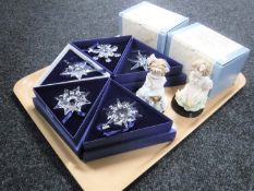 A tray of boxed Swarovski crystal Christmas tree ornaments,