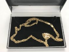 A 9ct gold flat linked necklace, 26.4g.