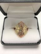 A two-tone 9ct gold dress ring, size P.