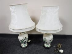 A pair of Masons Chartreuse table lamps with shades
