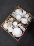 Two boxes of Bavarian porcelain dinner wares, Meakin dinner ware,