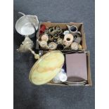 Two boxes of 20th century glass ware, stoneware china etc,