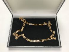 A 9ct gold flat link necklace, 21g.