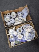 Two boxes of blue and white Adams china,