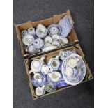 Two boxes of blue and white Adams china,