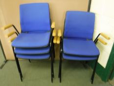 A set of five stacking office armchairs