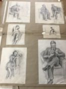 A folio of un-framed sketches by Kirsten Olesen