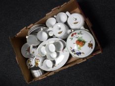 A box containing Royal Worcester Evesham china and oven ware