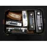 A box of six vintage Roberts radio including models R200, R505,