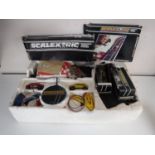 A Scalextric set with accessories