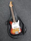 A vintage Jedson Telecaster style electric guitar in carry bag