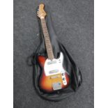 A vintage Jedson Telecaster style electric guitar in carry bag