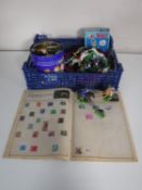 A box containing a mid twentieth century Alerta plastic soldiers including Britains detail,