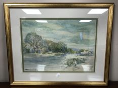 Victor Noble Rainbird : The Riverbank, watercolour, 36cm x 26cm, signed,