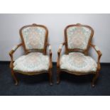 A pair of French salon armchairs,