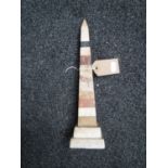 An early 20th century marble obelisk, height 28.