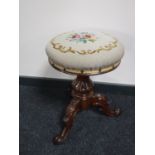 A Victorian mahogany tapestry upholstered tripod stool CONDITION REPORT: Section