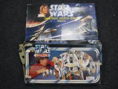 A boxed Star Wars Palitoy Death Star together with a Star Wars Palitoy Destroy Death Star Game