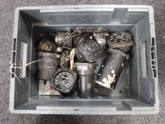 A box of eleven Bakelite cased aircraft instruments