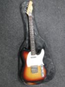 A 1960's Grant Japanese Telecaster style electric guitar in carry bag