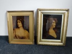 Two early 20th century gilt framed pictures on glass,