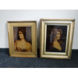 Two early 20th century gilt framed pictures on glass,