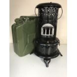 A vintage style greenhouse heater and a 20 litre Jerry can