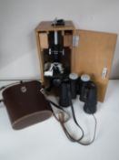 A cased Myacope microscope together with a set of cased Safari binoculars