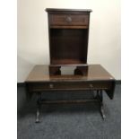 An inlaid mahogany sofa coffee table fitted with two drawers together with an inlaid mahogany