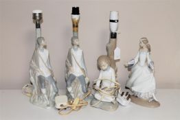 Three Nao figural table lamps and a Nao figure of a girl (4)