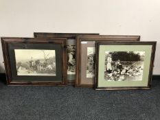 Ten pine framed black and white photographs of farming scenes